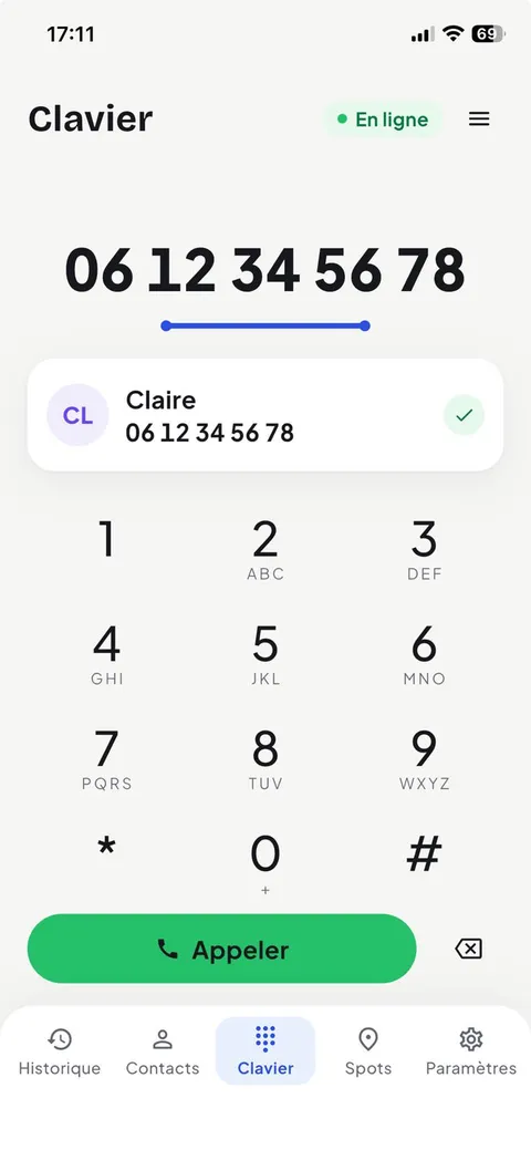 Clavier d’appel avec reconnaissance du contact appelé